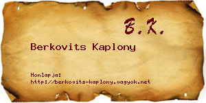 Berkovits Kaplony névjegykártya